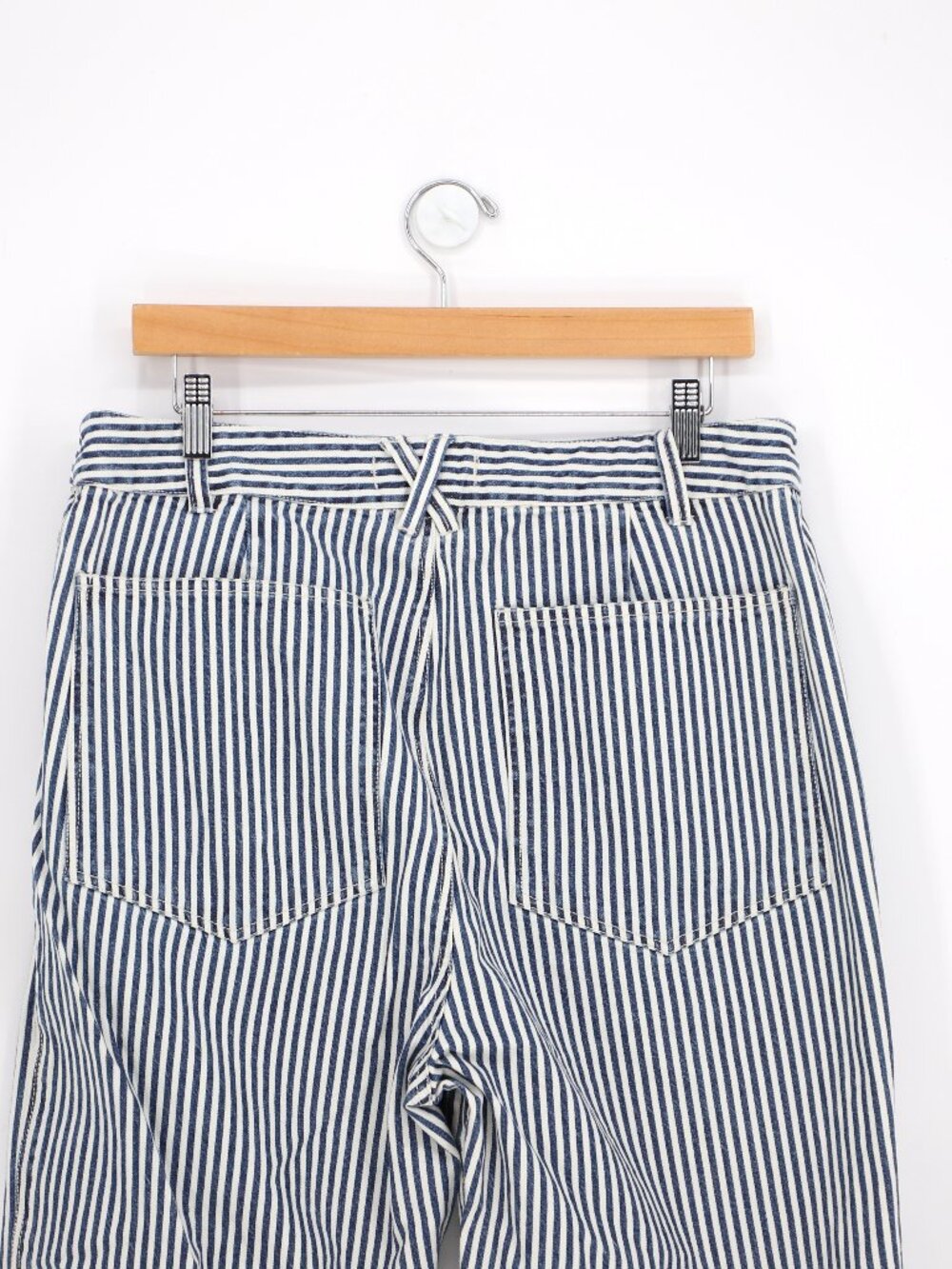ALEX MILL Sullivan Straight Pants in Indigo & Ivory Railroad Stripe Size 14 - Picture 5 of 8